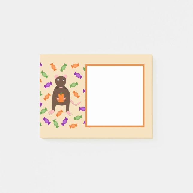 Cute Halloween Råtta och Pumpkin Post-it Block (Framsida)