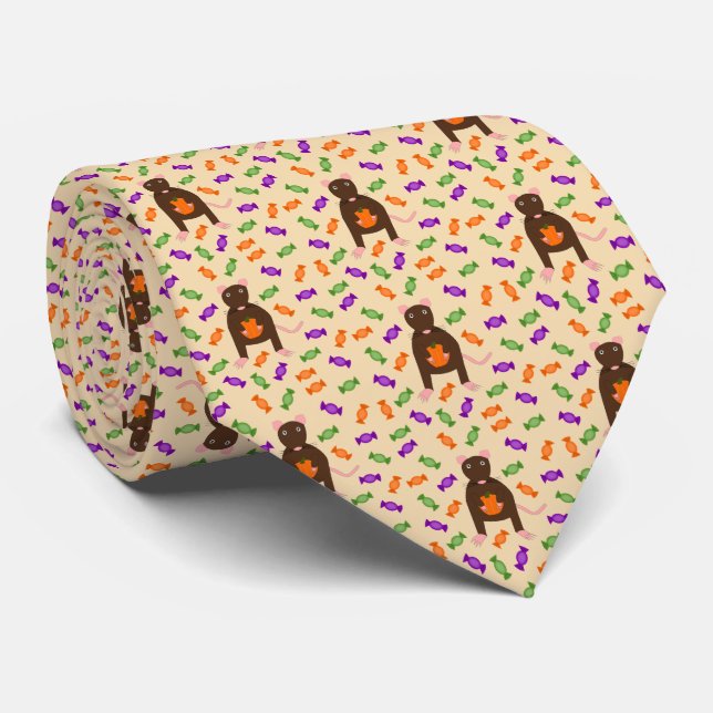 Cute Halloween Råtta och Pumpkin Slips (Rullad)