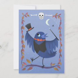 Cute Halloween Raven Kråka DIY Blank Inbjudningar