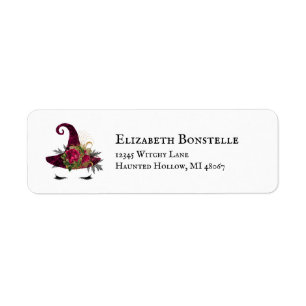 Cute Halloween Red Witch Hat Returadress Etikett