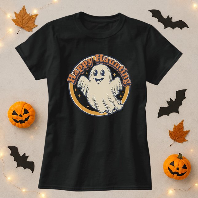 Cute Halloween Retro Ghost Lycklig Haunting T Shirt (Skapare uppladdad)