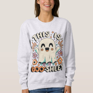 Cute Halloween Retro Groovy Blommigt Ghost T Shirt