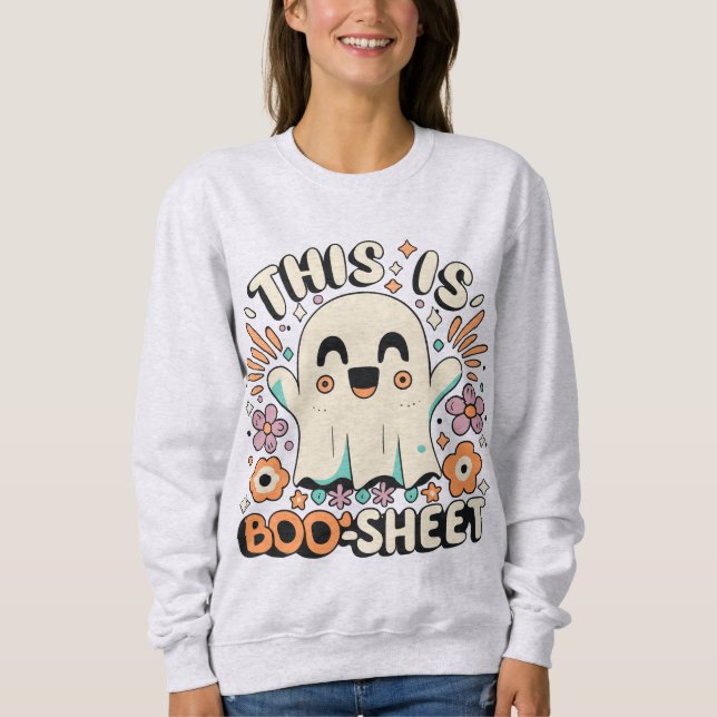 Cute Halloween Retro Groovy Blommigt Ghost T Shirt (Framsida)
