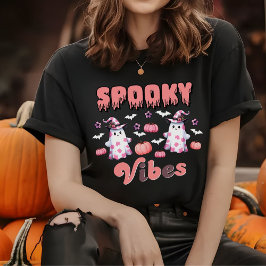 Cute Halloween Retro Spooky Vibes Spöken Rosa T Shirt