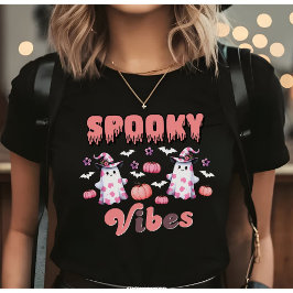 Cute Halloween Retro Spooky Vibes Spöken Rosa T Shirt