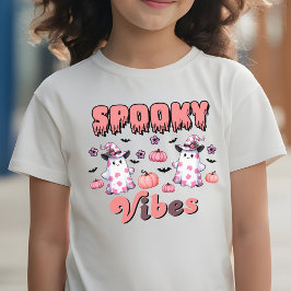 Cute Halloween Retro Spooky Vibes Spöken Rosa T Shirt