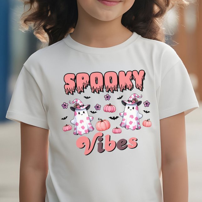 Cute Halloween Retro Spooky Vibes Spöken Rosa T Shirt (Skapare uppladdad)