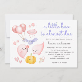 Cute Halloween Rosa Ghost A Little Boo Baby Shower Inbjudningar