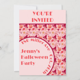 Cute Halloween Rosa Girl Girl Girl Girl Girl Party Inbjudningar