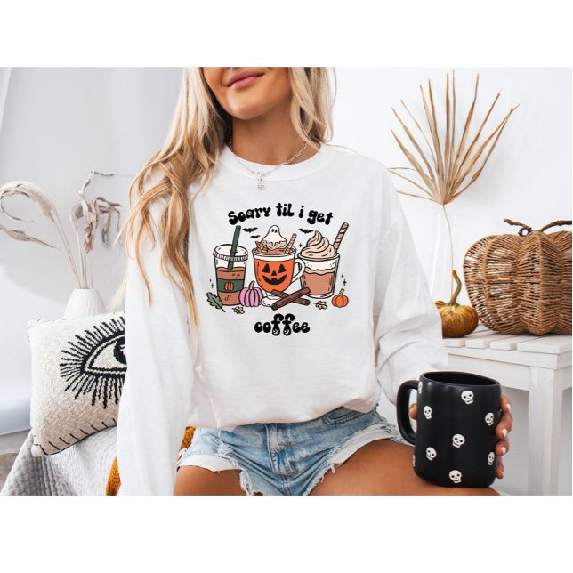 Cute Halloween Scary Til Jag hämtar kaffe T Shirt (Skapare uppladdad)