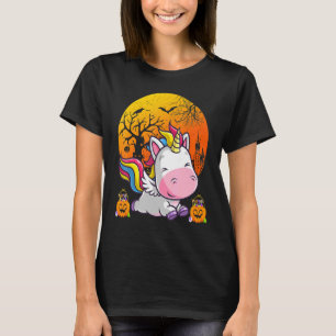 Cute Halloween Shirt Girls Kids Witchy Unicorn Hal T