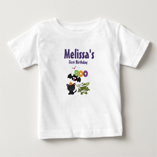 Cute Halloween-skapelser första födelsedagen T Shirt (Framsida)