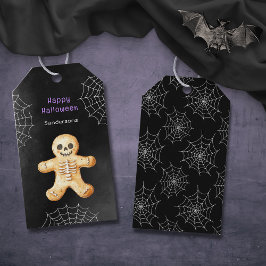 Cute Halloween Skeleton Cookie Black Presentetikett