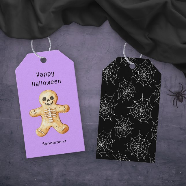 Cute Halloween Skeleton Cookie Presentetikett (Skapare uppladdad)