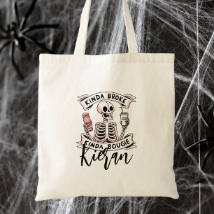Cute Halloween Skeleton Modern Typografi Tygkasse