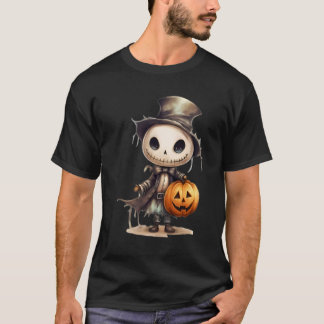Cute Halloween Skeleton Pumpkin Art - Autumn Spook T Shirt