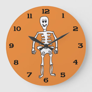 Cute Halloween Skeleton Stor Klocka