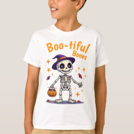 Cute halloween skelett med godis t-shirt-killar t shirt