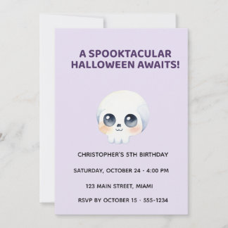 Cute Halloween Skull Birthday Invitation for Kids Inbjudningar