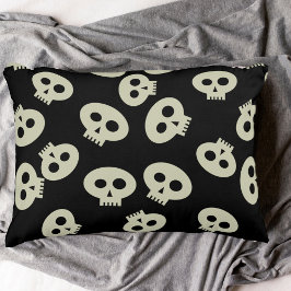 Cute Halloween Skull Mönster Black Prydnadskudde