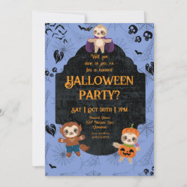 Cute Halloween Sloth 1 Party Inbjudningar