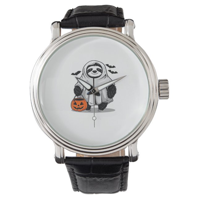 Cute Halloween Sloth T-Shirt Adsible och Spooky D Armbandsur (Framsida)