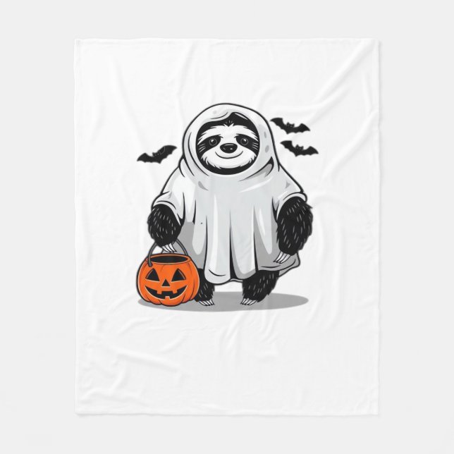 Cute Halloween Sloth T-Shirt Adsible och Spooky D Fleecefilt (Framsidan)