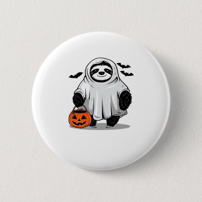 Cute Halloween Sloth T-Shirt Adsible och Spooky D Knapp (Framsida)