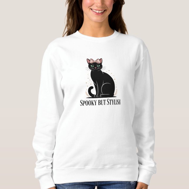 Cute Halloween Snyggt Black Cat T Shirt (Framsida)