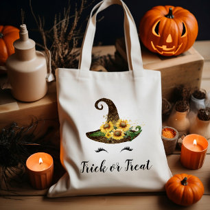 Cute Halloween SolroWitch Hat Bus eller godis Tygkasse
