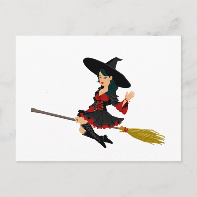 Cute Halloween Söt Witch Vykort (Framsida)