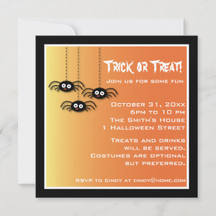 Cute Halloween Spiders-inbjudan Inbjudningar