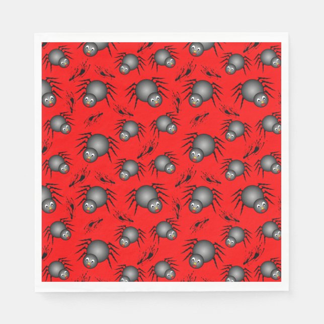 Cute Halloween Spiders Napkins Pappersservett (Framsidan)