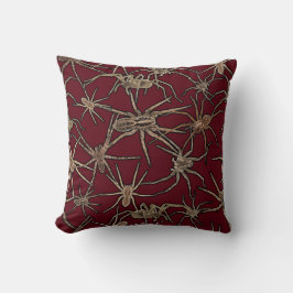 Cute Halloween Spiders on Blood Red Kudde