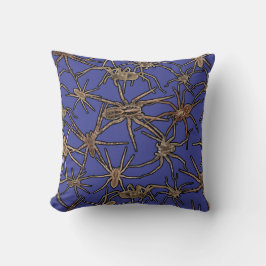 Cute Halloween Spiders on Periwinkle Blue Kudde