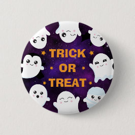 Cute Halloween Spöken Bus eller godis Knapp