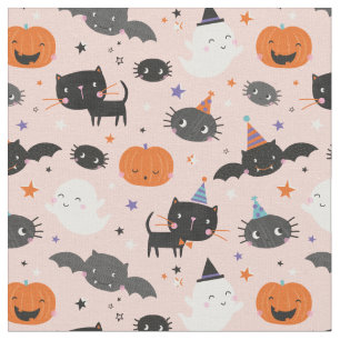 Cute Halloween Spöken, Fladdermus, katter och påsa Tyg