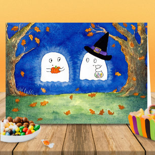 Cute Halloween spöken hälsningskort av Nicole Jane Kort