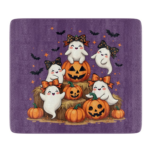 Cute Halloween Spöken i Coquette Bows & Pumpkins (Framsidan)