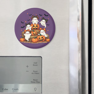 Cute Halloween Spöken i Coquette Bows & Pumpkins Magnet