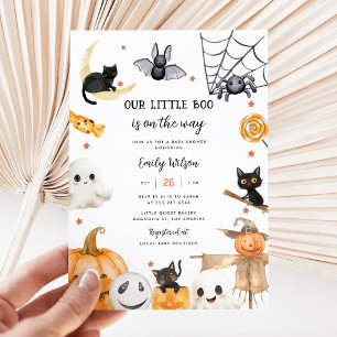 Cute Halloween Spöken Little Boo Baby Shower Inbjudningar