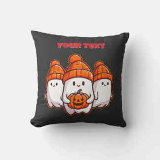 Cute Halloween Spöken med Pumpkin och Orange Bean Kudde