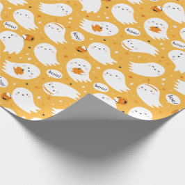 Cute Halloween Spöken med pumpor på orange Presentpapper