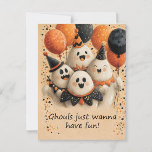Cute Halloween Spöken med text Vykort