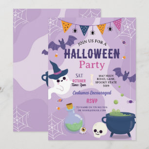 Cute Halloween Spöken Party Pumpkins Girls Inbjudningar