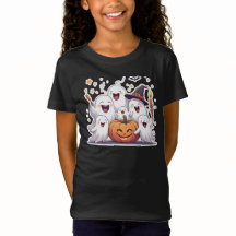 Cute Halloween Spöken & Pumpkin T-Shirt