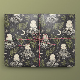 Cute Halloween Spöken Snöre - Grönt Presentpapper