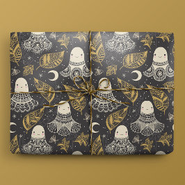 Cute Halloween Spöken Snöre-Guld Presentpapper