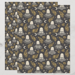 Cute Halloween Spöken Snöre - Guld-skrapbok Papper