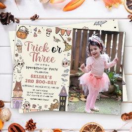 Cute Halloween Spooky Ghost 3rd Birthday Photo Inbjudningar